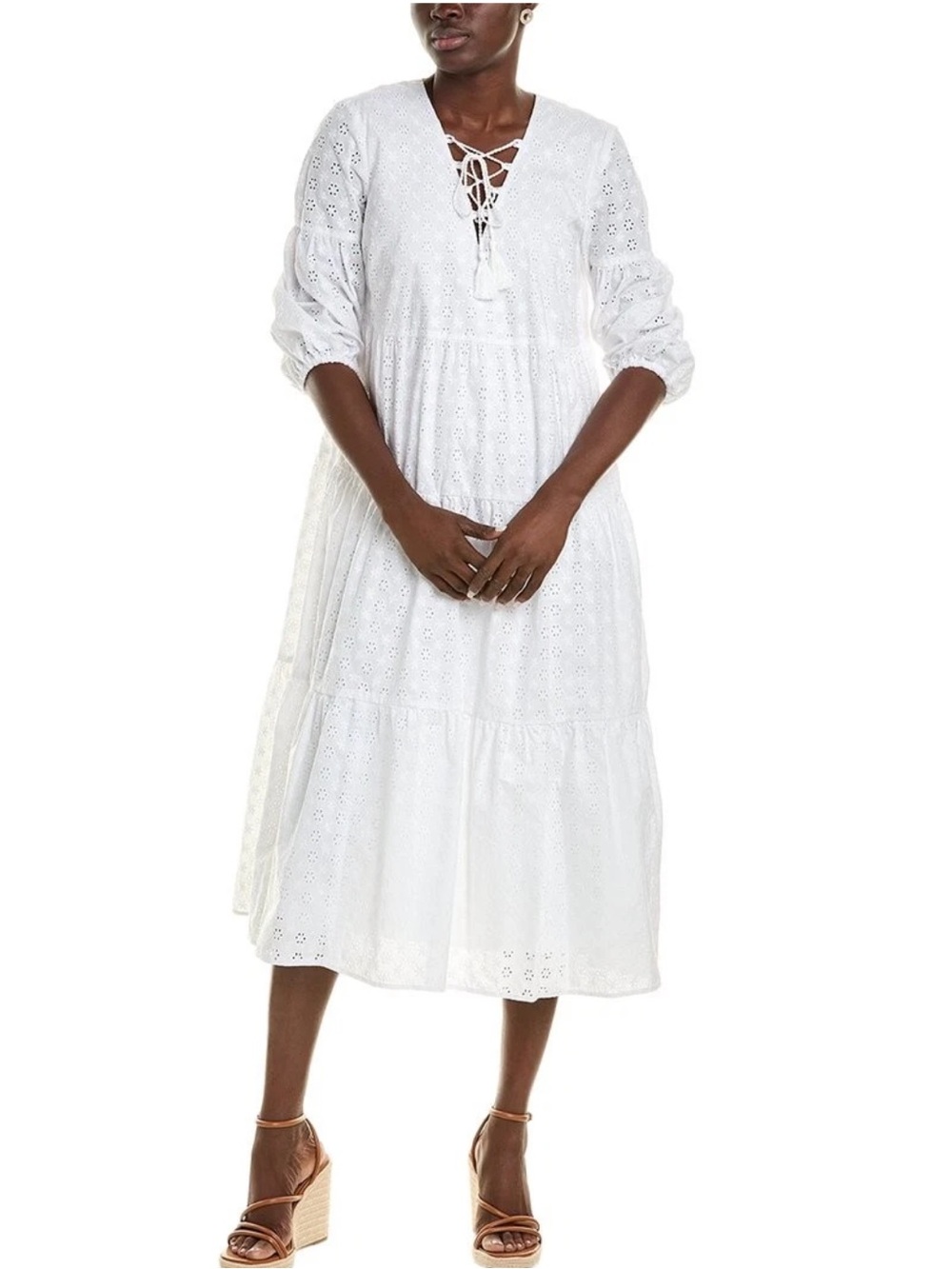 Brooks Brothers Red Fleece White Eyelet Dress Women's size 10